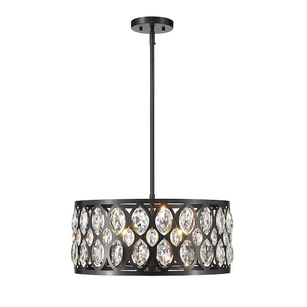 Z-Lite Dealey 5 Light Chandelier, Matte Black + Clear Crystal 6010-20MB - main